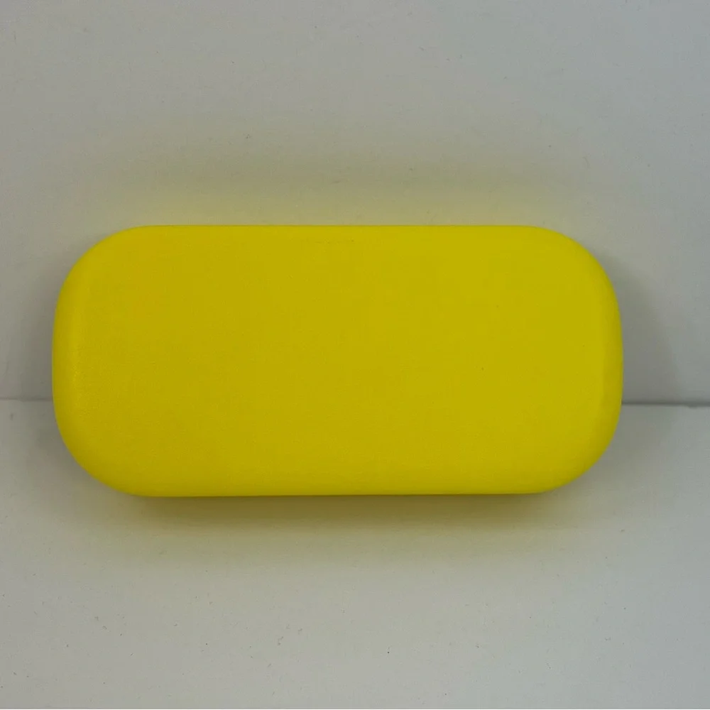 MARC JACOBS YELLOW GLASSES CASE, BLACK VELVET INTERIOR WITH BLACK & WHITE CLOTH